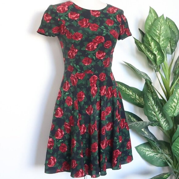 Brooks Brothers 100% Silk Floral Print Fit & Flare Short Sleeve Mini Dress 0 - Picture 4 of 12